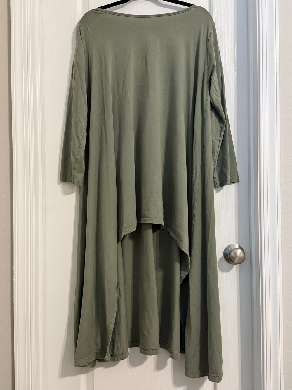 Saga Made In Italy Sage Green High Low Cotton Dress Relaxed Boho Size XL